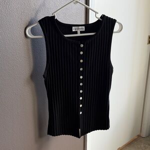 Ribbed Black Knit Top